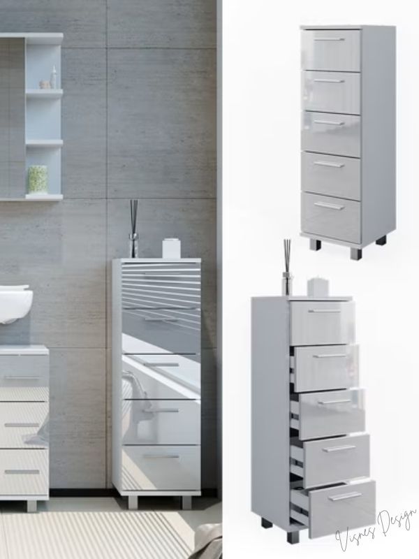 5 Çekmeceli Banyo Dolabı Çok Amaçlı Dolap Şifonyer Çekmeceli Dolap