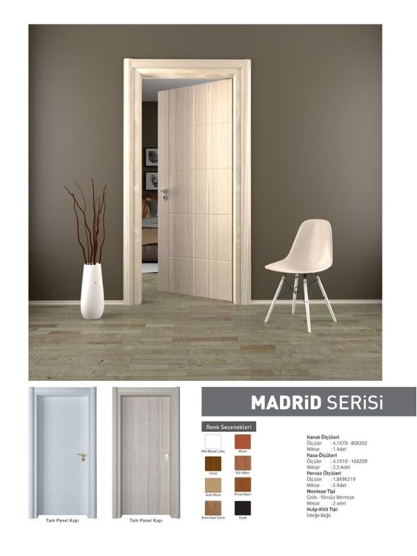 Oda Kapısı İç Mekan Panel Kapı Madrid Serisi