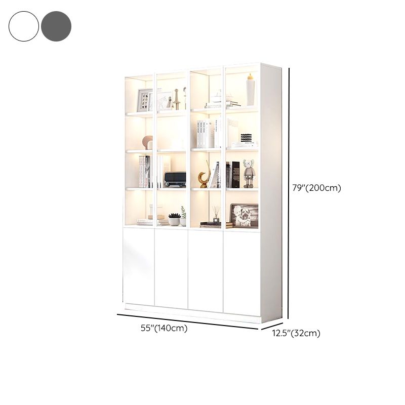 Modern Cam Kapaklı 6 Raflı Kitaplık Led aydınlatmalı 4 Kapaklı 160x33x200