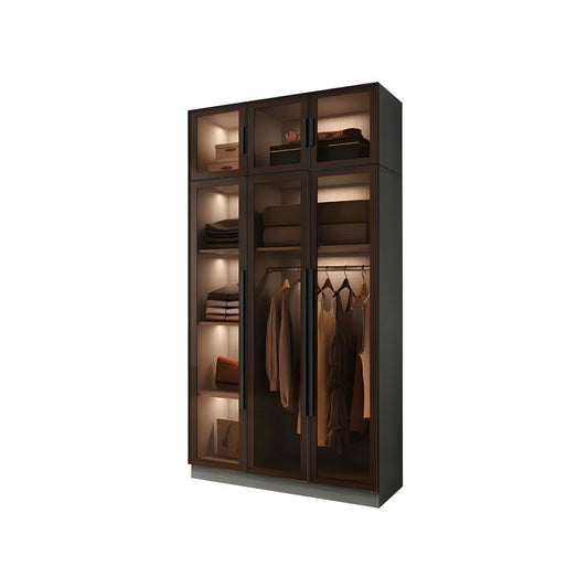 Siyah Cam Kapaklı Modern Gardrop
