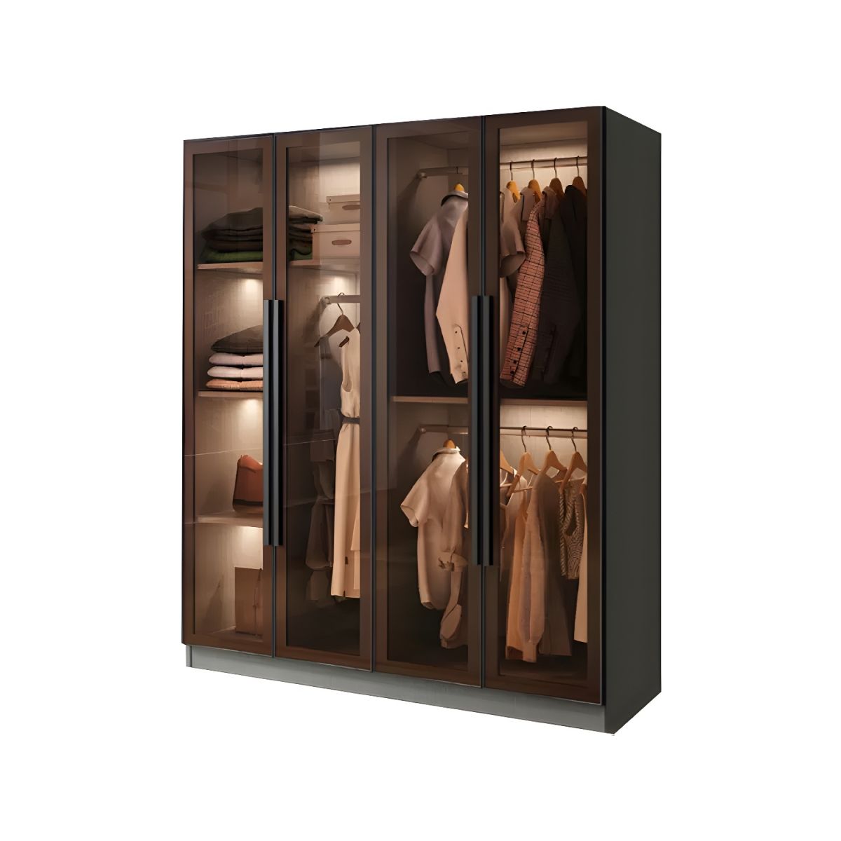 Siyah Cam Kapaklı Modern Gardrop