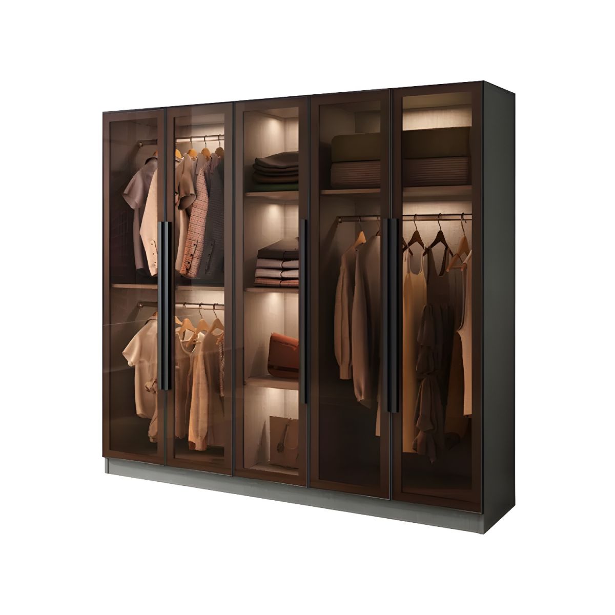 Siyah Cam Kapaklı Modern Gardrop