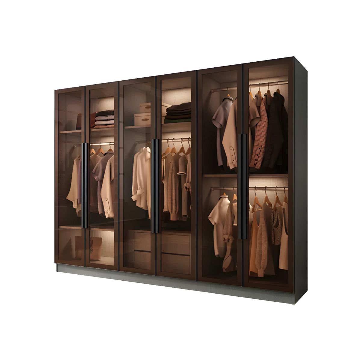 Siyah Cam Kapaklı Modern Gardrop