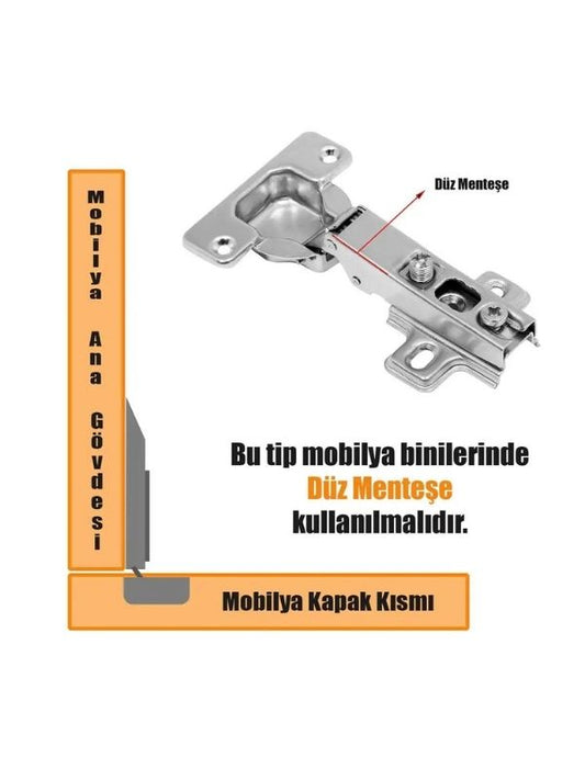 Düz Menteşe | Mobilya Dolap Kapak Menteşesi Düz Tas Menteşe
