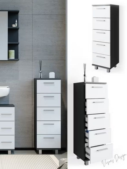 5 Çekmeceli Banyo Dolabı Çok Amaçlı Dolap Şifonyer Çekmeceli Dolap